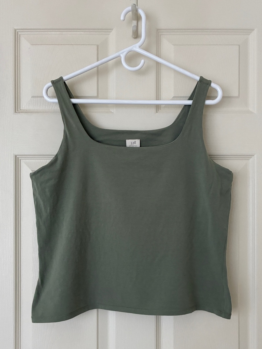 J. Jill Shelf Bra Tank Stretch Cotton Knit Sage Green Size XL